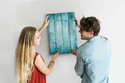 Magnetic dry erase board with a blue wood frame