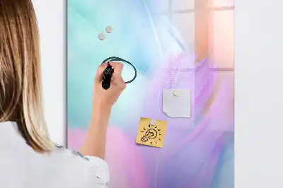 Magnetic writing board pastel feathers design