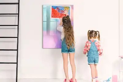 Magnetic writing board pastel feathers design