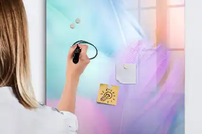 Magnetic writing board pastel feathers design