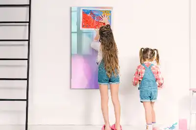 Magnetic writing board pastel feathers design
