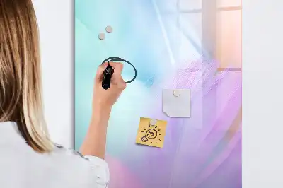 Magnetic writing board pastel feathers design