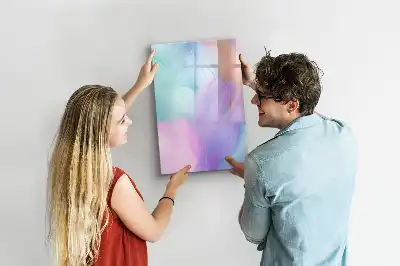 Magnetic writing board pastel feathers design