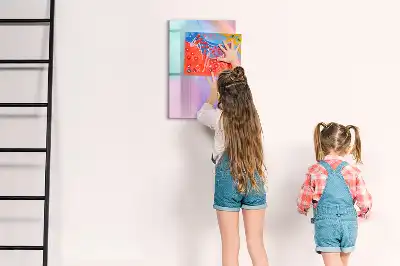 Magnetic writing board pastel feathers design