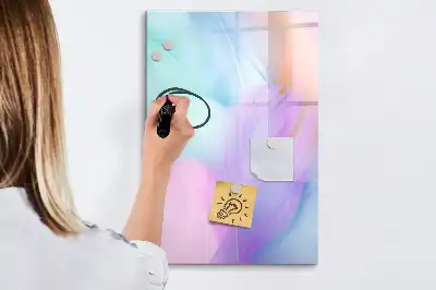 Magnetic writing board pastel feathers design