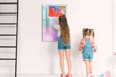 Magnetic writing board pastel feathers design