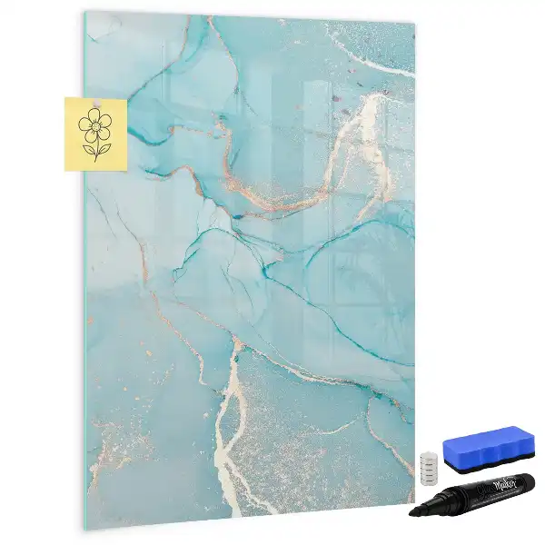 Magnetic dry erase board with a decorative marble finish
