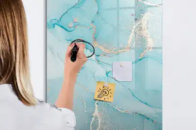 Magnetic dry erase board with a decorative marble finish