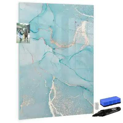 Magnetic dry erase board with a decorative marble finish