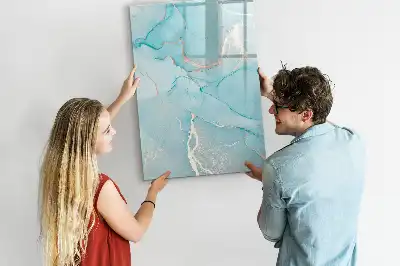 Magnetic dry erase board with a decorative marble finish