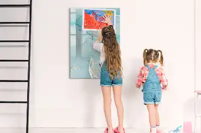 Magnetic dry erase board with a decorative marble finish