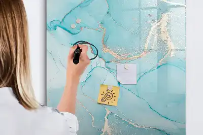 Magnetic dry erase board with a decorative marble finish