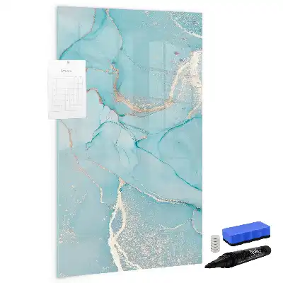 Magnetic dry erase board with a decorative marble finish
