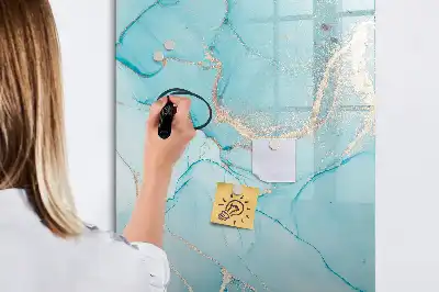 Magnetic dry erase board with a decorative marble finish