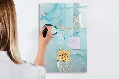 Magnetic dry erase board with a decorative marble finish