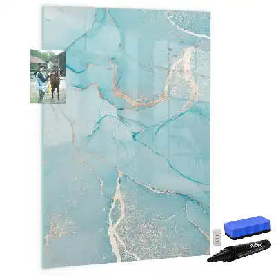 Magnetic dry erase board with a decorative marble finish