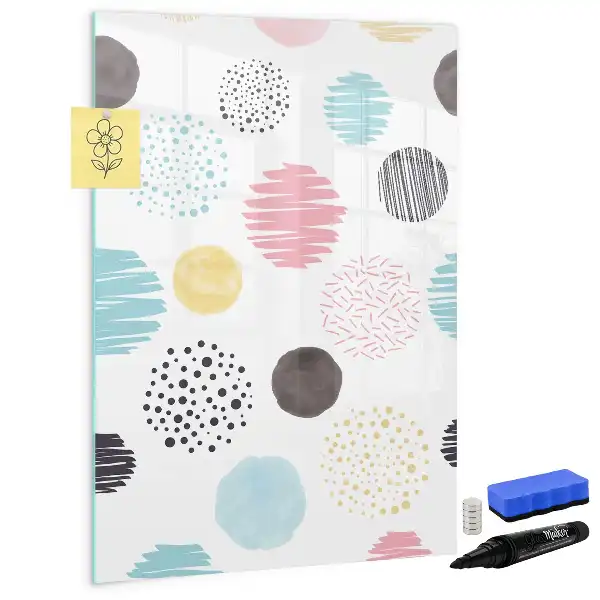 Magnetic writing board colorful circles design