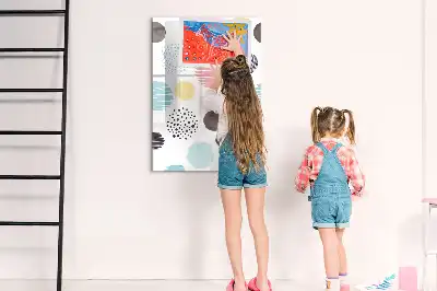 Magnetic writing board colorful circles design