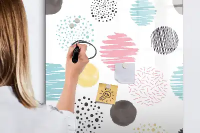 Magnetic writing board colorful circles design
