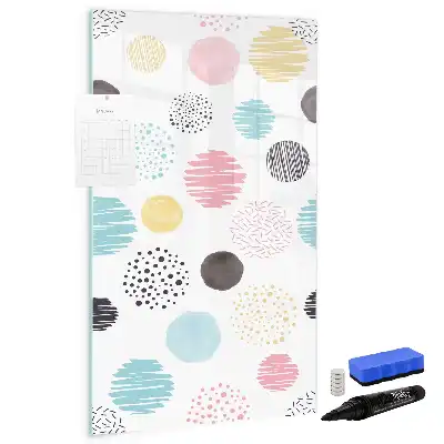 Magnetic writing board colorful circles design