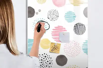 Magnetic writing board colorful circles design