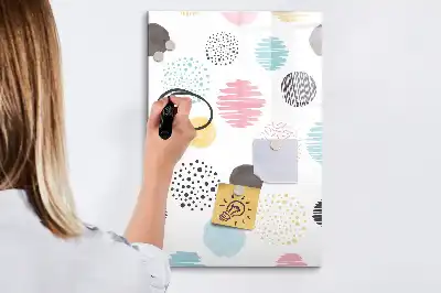 Magnetic writing board colorful circles design
