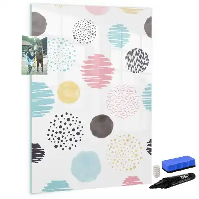 Magnetic writing board colorful circles design