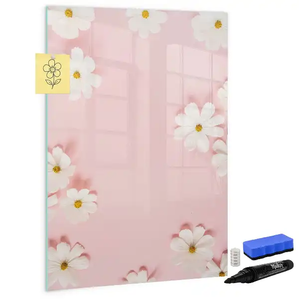 Magnetic dry erase board with flower design