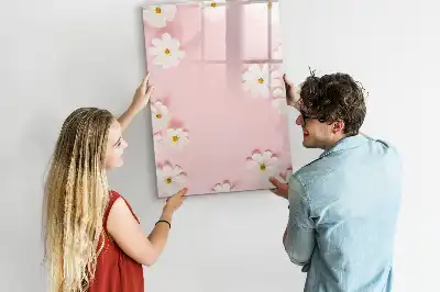Magnetic dry erase board with flower design