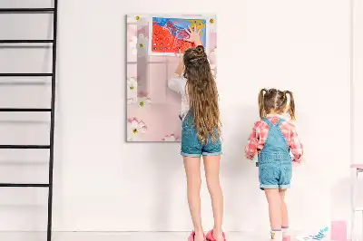 Magnetic dry erase board with flower design