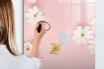 Magnetic dry erase board with flower design