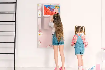 Magnetic dry erase board with flower design
