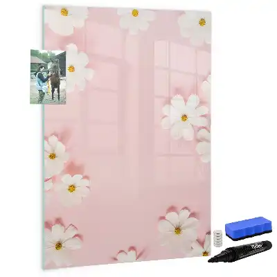 Magnetic dry erase board with flower design