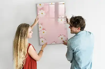 Magnetic dry erase board with flower design