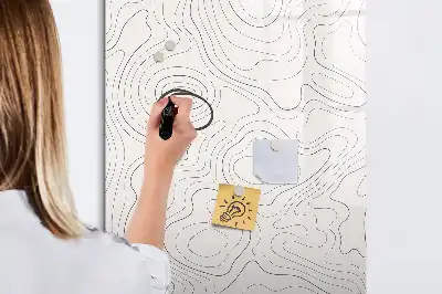 Magnetic writing board with abstract lines design
