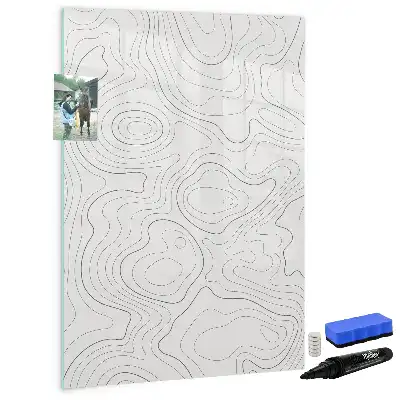 Magnetic writing board with abstract lines design