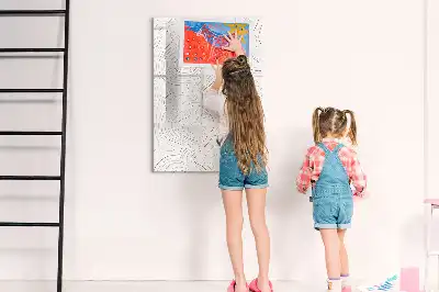 Magnetic writing board with abstract lines design