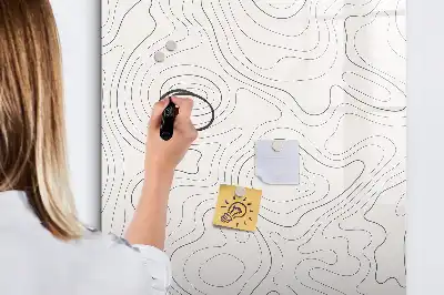Magnetic writing board with abstract lines design