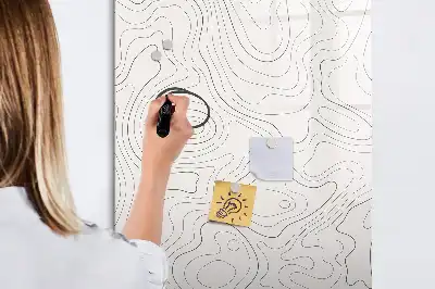 Magnetic writing board with abstract lines design