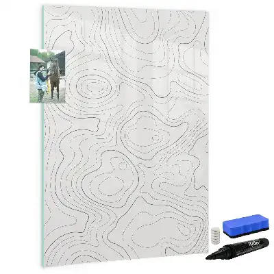 Magnetic writing board with abstract lines design
