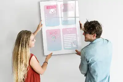 Magnetic dry erase board with a unicorn planner design