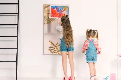 Magnetic dry erase board gold leaves design