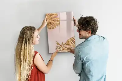 Magnetic dry erase board gold leaves design