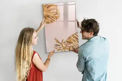 Magnetic dry erase board gold leaves design