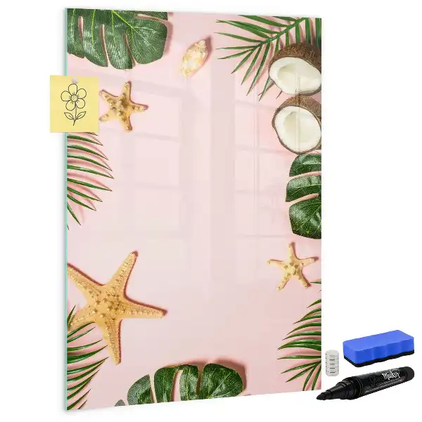 Magnetic dry erase board with a summer-themed frame