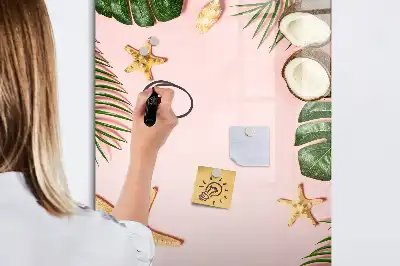 Magnetic dry erase board with a summer-themed frame