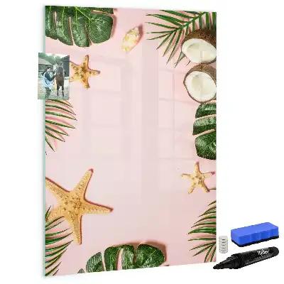 Magnetic dry erase board with a summer-themed frame