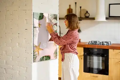 Magnetic dry erase board with a summer-themed frame