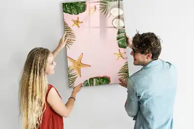 Magnetic dry erase board with a summer-themed frame