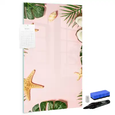 Magnetic dry erase board with a summer-themed frame